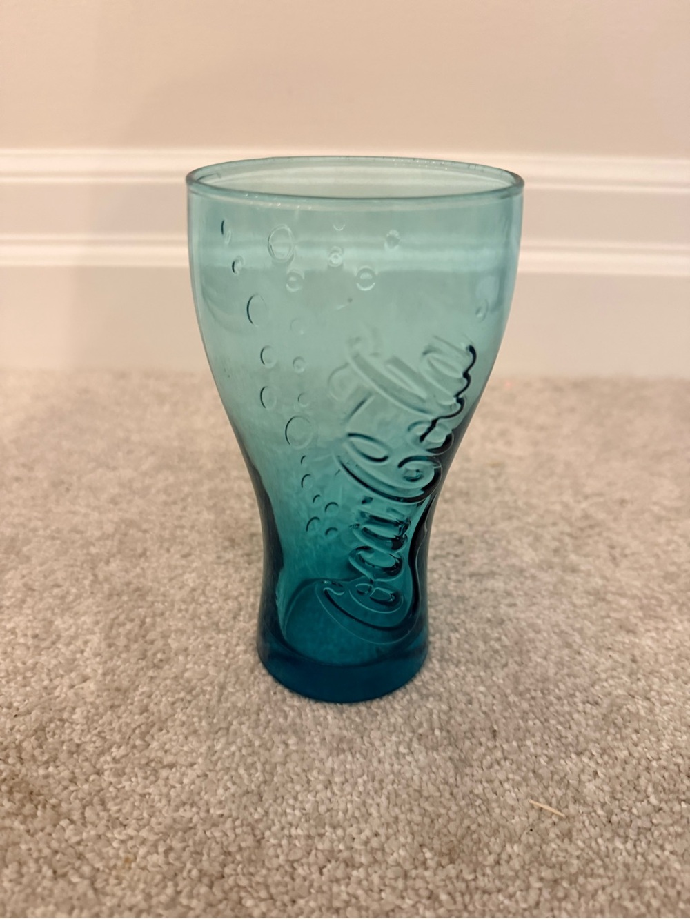 Coca-Cola Aqua Embossed Bubble Glass